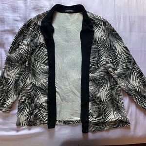 1X palm patterned white and black Vikki Vi cardigan